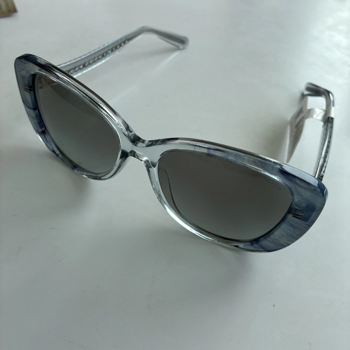 NWOT COACH Cider Baby Blue 56mm Geometric Womens Sunglasses Coach Blue Designer Sunglasses for Women for sale | eBay main image 3