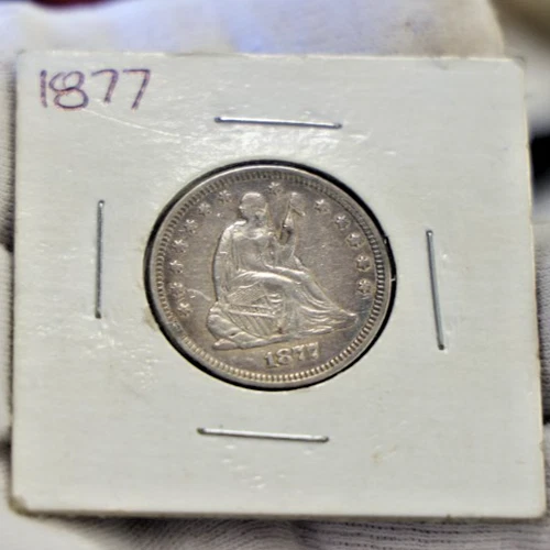 1877 US Seated Liberty Seated Quarter 25c VF (Cleaned)