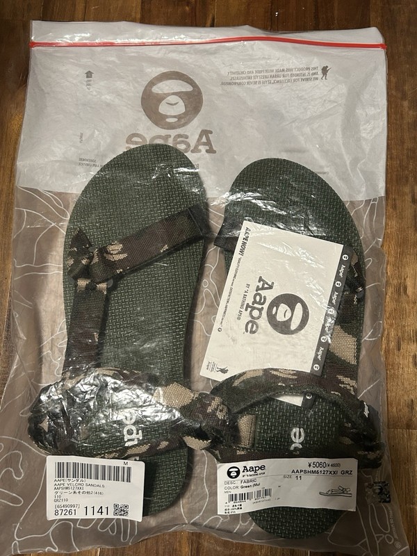 Rare! A Bathing Ape / Aape Sandals Green Camo Men's US 11