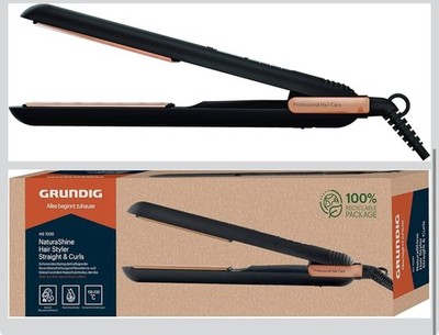 GRUNDIG HS 7030 Haarglätter Keramik Macadamia Kokosöl 230°C LCD Schwarz/Roségold