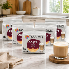 Tassimo Costa Latte Medium Roast Coffee Pods x8 ( Pack of 5, Total 40 Drinks )