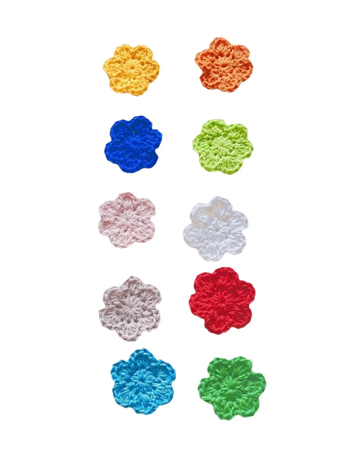 30 bunte Häkelblumen Aufnäher Applikationen Streublumen - Bild 2 von 2