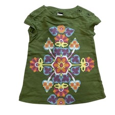 Tea Collection Knit Dress Baby Girl's Size 6-12 Months Green Multicolored Cotton