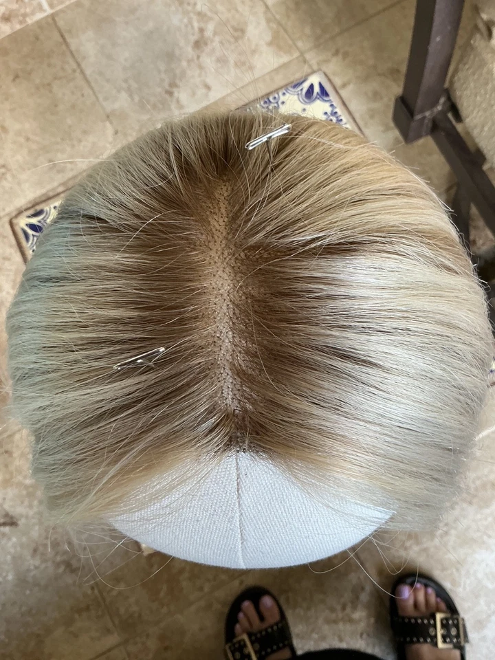 Hermoso topper de pelo largo bob rubio ceniza 100% cabello humano Foto 2 de 4