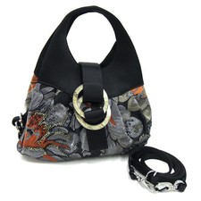 2WAY Handbag Chandra Black Multicolor Satin Used Crossbody Shoulder
