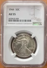 1944 Walking Liberty Half Dollar 50C NGC Certified AU55 Almost Uncirc.90% Silver