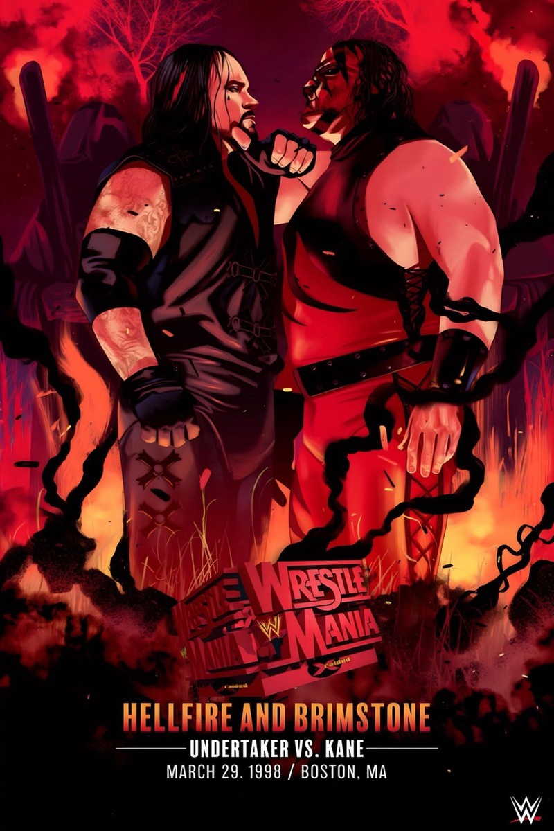World Heavyweight Thampionshipポスター WWE GIANT 24”x36” POSTER - WRESTLEMANIA 14 UNDERTAKER KANE | eBay