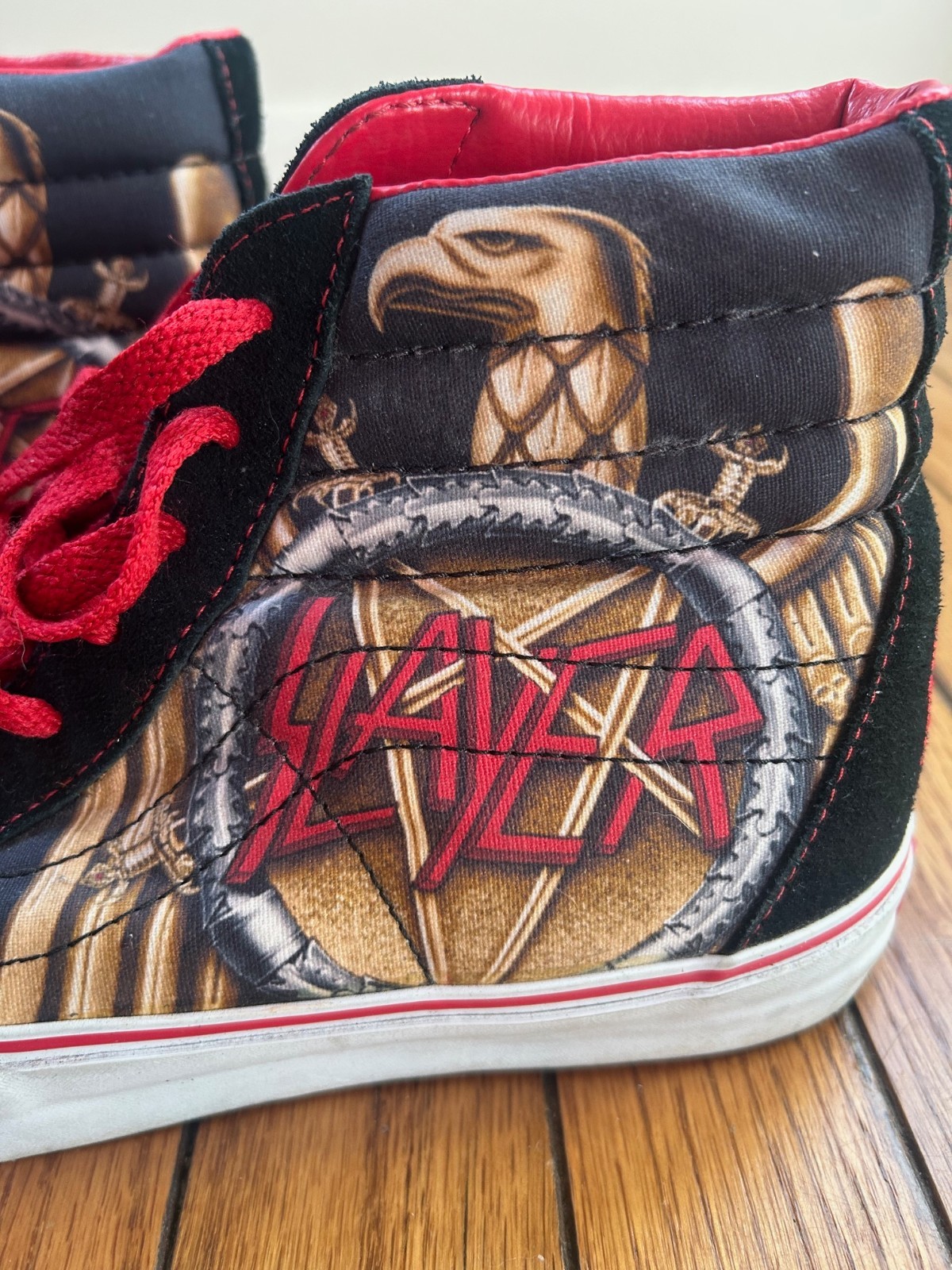 VANS x SLAYER SK8 HI TOPS, men's size 9/women's 10.5, RARE, reign in blood image 5
