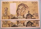 France. Suite of 2 500 Francs Pascal banknotes from 02/01/1992. Near Mint