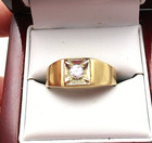 14K Yellow Brushed Gold 1/4 CTW Diamond Men's Solitaire Ring Size 12.25 [R387] — photo 2