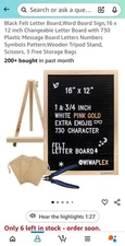 Tuffen Double Sided Felt Letter Board 16"x12" Changeable Wooden Message Board US