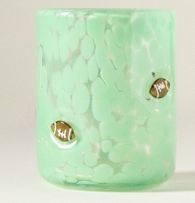 Anthropologie SPORTS ICON JUICE GLASS Football GREEN CONFETTI 17 Ounces Festive