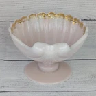 Vintage Pink Milk Glass Footed Pedestal Shell Bowl Glass Compote