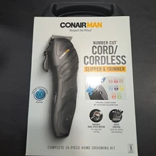 ConairMan Number Cut Cord/Cordless Clipper&Trimmer 16Pc Home Grooming Kit  RS.