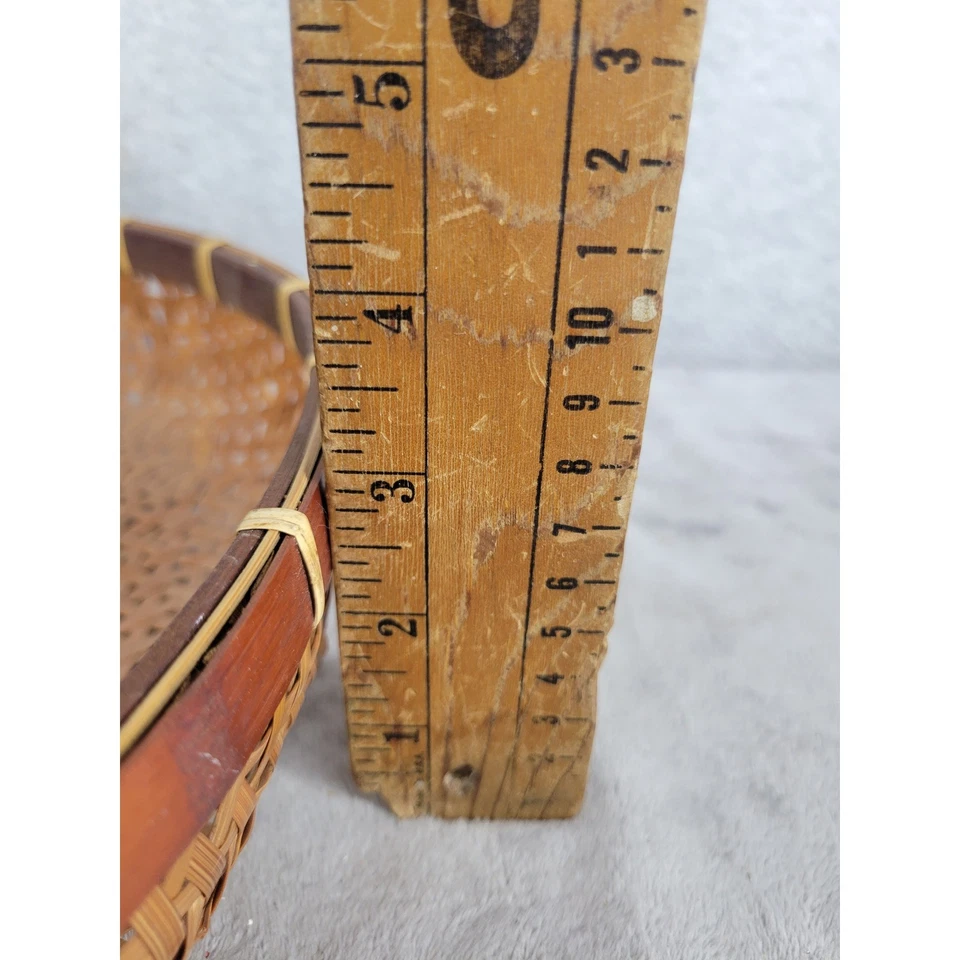 Bandeja redonda tejida de bambú con asas decoración de cocina rústica decorativa Foto 4 de 4