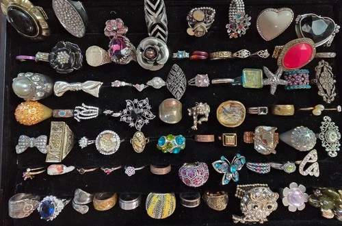 Vintage Costume Jewelry Cocktail Ring Assorted Mixed Lot of  78 Items VERY NICE!