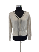 Trendyol Damen Strickjacke Mit Schleifendetail Gr. S In Beige GeknöPft Langarm