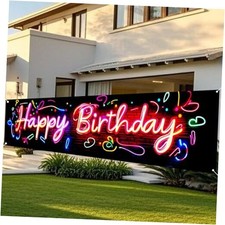 Happy Birthday Yard Banner - 78.7x17.7 Inch Neon happy Birthday  Red WP00700