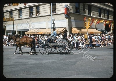 Cheyenne Frontier Days Parade 35mm Slide 1950s Red Border Kodachrome Wyoming