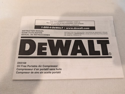 #ad Dewalt Oil Free Portable Air Compressor D55168 Owners Manual Only $9.99