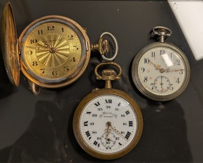 3 Taschenuhren La Reine des Montres, Chronometre, laufen.