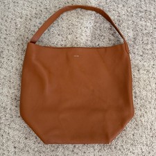 THE ROW NS Park Tote Bag Cognac Grained Leather Shoulder Brown Luxury Medium