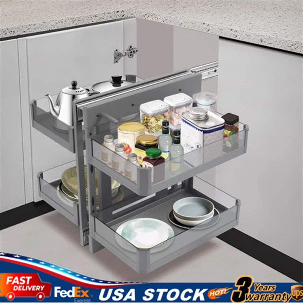 Blind Corner Cabinet Organizer Corner Pull Out Organizer for Kitchen 63*50*59cm