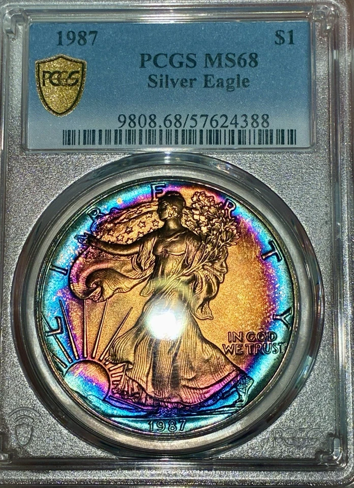 1987 American silver eagle  PCGS MS68 (MONSTER DOUBLE SIDED TONER) - Image 3 of 4