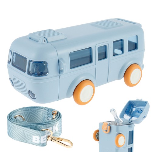 Taza de agua de paja para coche 500 ml botella de agua para autobús con correa para el hombro pequeña cuadrada - Imagen 10 de 14