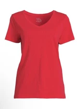 TIME and TRU Womens Red V Neck T-Shirt Size Small 4-6 Soft 100% Cotton New
