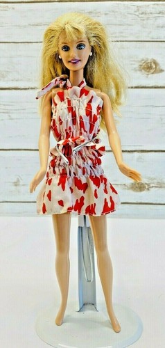Mattel Barbie Puppe blonde Haare blaue Augen rot weiß Kleid 12" groß kostenloser Versand gebraucht - Bild 1 von 11