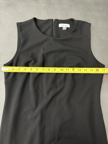 Calvin Klein Women Black Asymmetrical Ruffle Sheath Dress Sleeveless 10 Corpcore - Picture 14 of 17