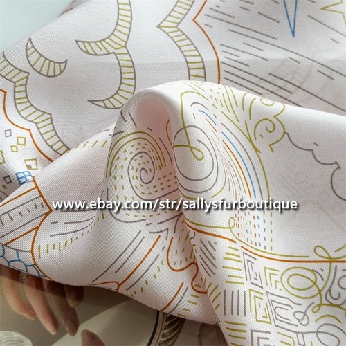 Sallys Boutique Pure Twill Silk Wrap Scarf Stole Carriage Print Square Shawl 53" - Picture 21 of 23