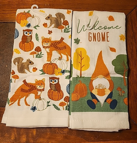 Juego de 2 Toalla de Mano de Cocina Gnomo Otoño Bosque Animales Calabazas Hojas Blancas - Imagen 4 de 4