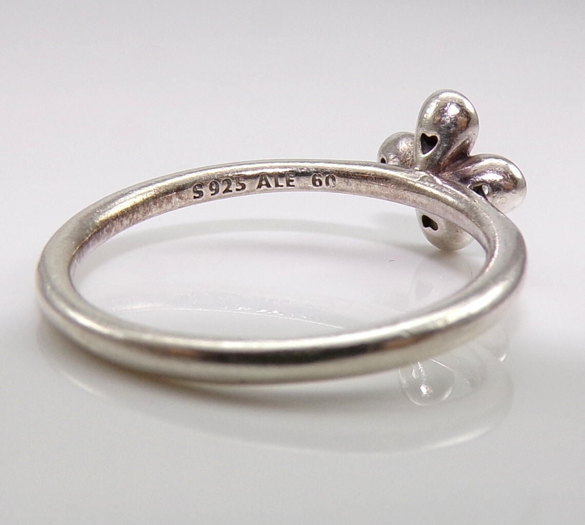 PANDORA 197967CZ Sterling Silver Four-Petal Flower Ring Size PANDORA 197967CZ Sterling Silver Four-Petal Flower Ring Size