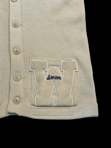 VTG Williams Soccer Letterman Wool Spaulding Knitting Mills Cardigan Sweater 40 - Picture 5 of 8