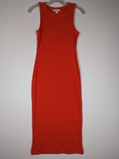 NINE WEST Tank Dress Women's XS Ribbed Sleeveless Parker Orange 