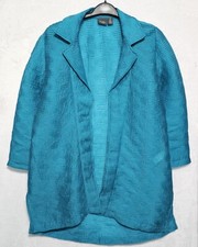 Chico's Travelers 2 Blue Textured Crimp Open Front Lightweight Jacket Sz 12/14