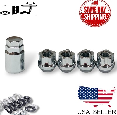 4x Chrome 14x1.5 Anti-Theft Wheel Lock Open End Lug Tesla Model 3