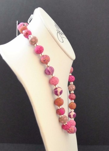 Jilzarah Tea Berry Medium Silverball Necklace Polymer Clay Beads Handmade R6 - Picture 4 of 12