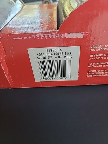 1996 Coca Cola Set of 6 16oz Polar Bear Ceramic Mugs New in Box Some Wear On Box - Picture 6 of 7