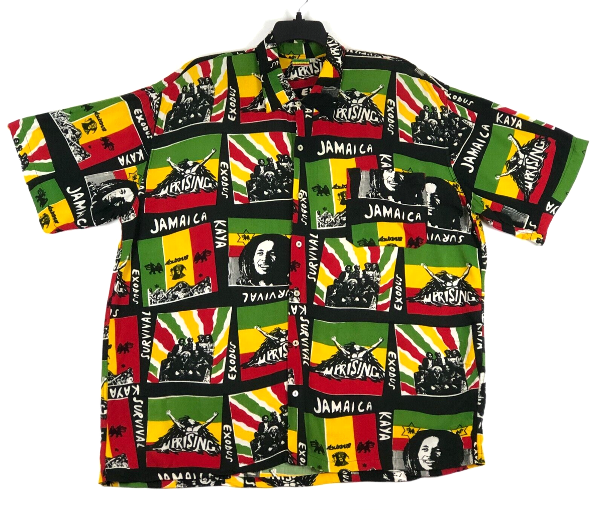 Vintage Bob Marley Uprising Rayon Hawaiian AOP Shirt Roots