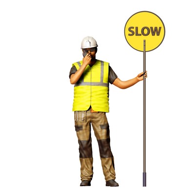 Traffic Control Flagman Resin 3d Printed Diorama Figure Unpainted Model RR