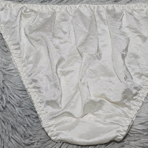 Vintage Silky Nylon Panty Sissy White Bikini Lace Brief Size Small Hip 32-36" - Picture 15 of 20