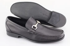 Men's SALVATORE FERRAGAMO 'Magnifico' Black Leather Loafers Size US 8.5 - D