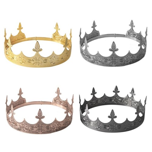King Crown Hair Hoop Prince Crowns Western Round Tiaras Hair Ornaments - Picture 3 of 8