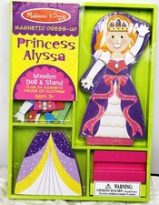 New Melissa  Doug Magnetic Dress-up Princess Alyssa Wooden Doll  Stand Clothes