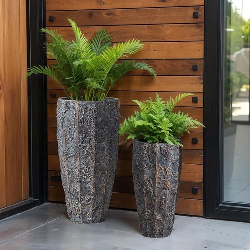 Modern 17" & 22" Concrete Flower Pots - Stylish Planters for Indoor/Outdoor - Picture 7 of 9