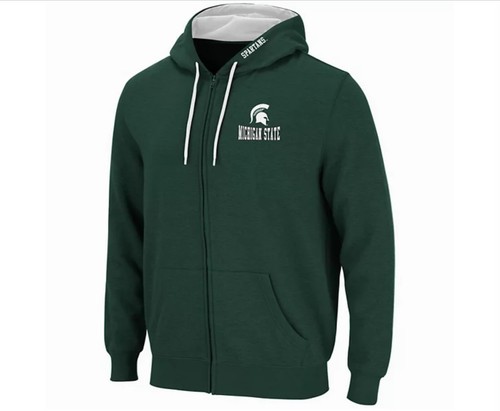 Michigan State Spartans Men’s Full Zip Fleece Hoodie Size LARGE