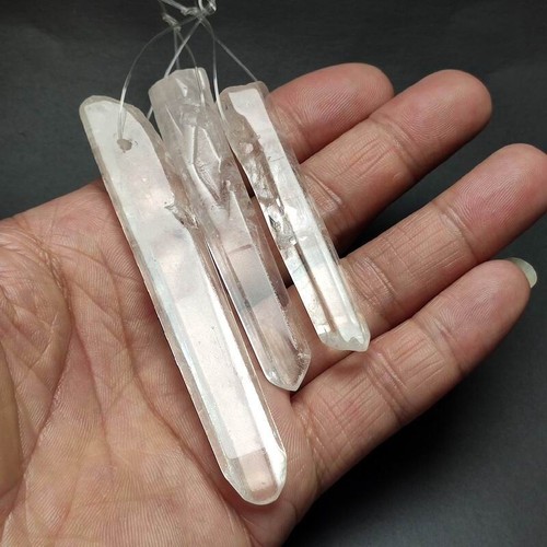 52g/3pcs Natural Clear Quartz Crystal Polishing Point Obelisk Wandw / Hole 015 - Picture 5 of 8